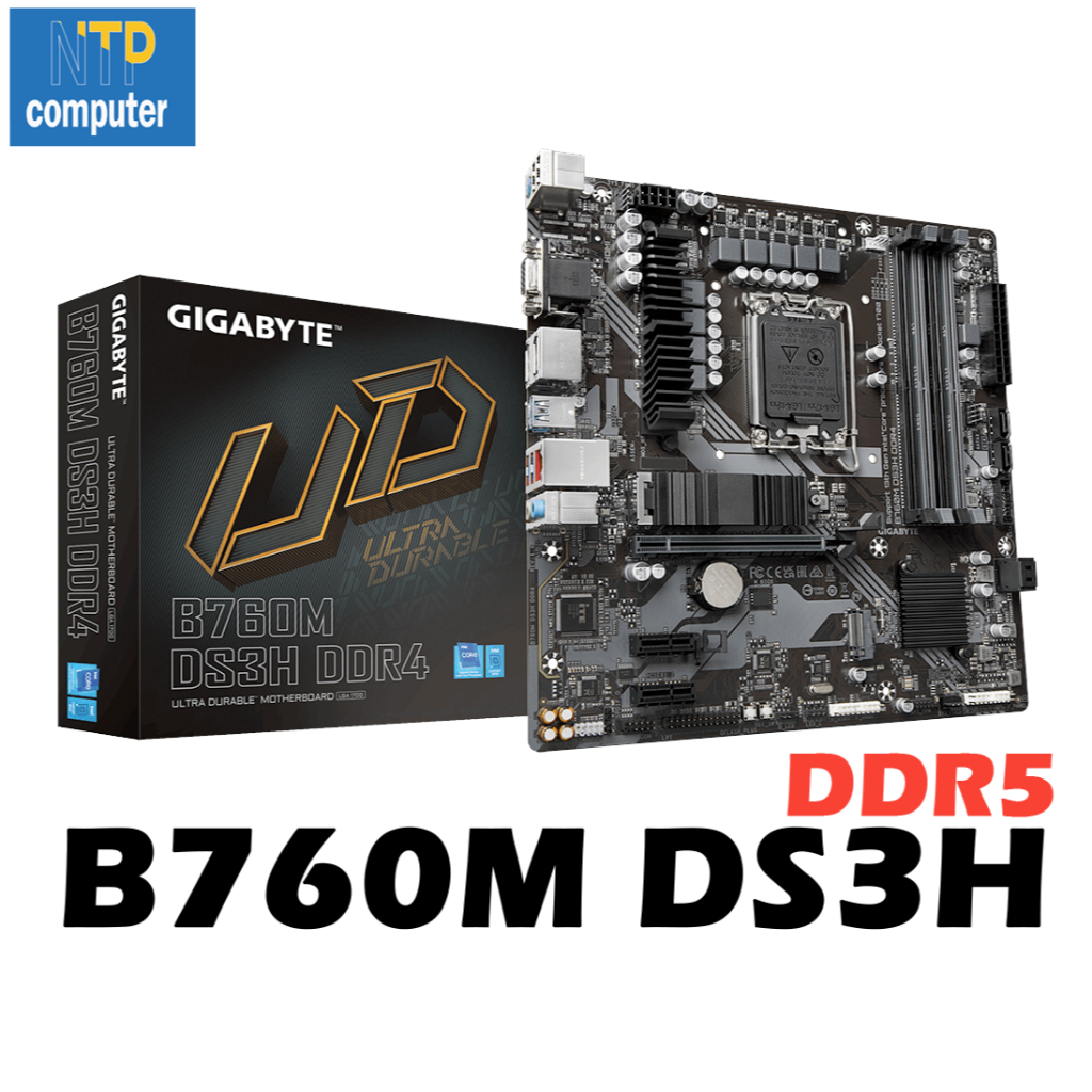 MAINBOARD GIGABYTE B760M DS3H DDR5 เมนบอร์ด LGA1700 ของใหม่