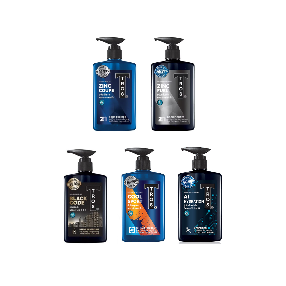 🌟 ครีมอาบน้ำชาย ทรอส TROS DEO SHOWER CREAM +ZINC 450ml.