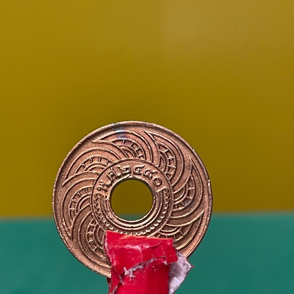 เหรียญ 1 สตางค์รูทองแดง พ.ศ.2480 หายาก Satang hole, copper material, 1 satang, year 1937, rare set