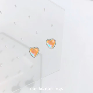 earika.earrings - love rosie collection ต่างหูแป้นหัวใจสีหวานก้านเงินแท้ชุบทองคำขาว/ทอง ผิวแพ้ง่ายใส่ได้