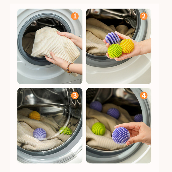 🥝กีวีน่ารัก🥝 ลูกบอลซักผ้า ทรงกลม ป้องกันเสื้อผ้าพันกัน อุปกรณ์ทําความสะอาดบ้าน นํากลับมาใช้ใหม่ได้ - รูปที่ 6