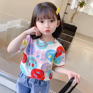 Beryl kids🌸เสื้อยืดแขนสั้นเด็กน่ารัก🎀พิมพ์ลายดอกไม้สวยๆ สไตล์เกาหลี ลําลองแฟชั่น รุ่นใหม่ ฤดูร้อน