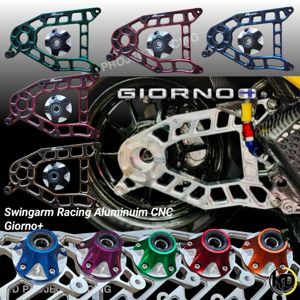 สวิงอาร์มแต่ง Js racing aluminuim cnc (6061 T6 ) สำหรับ Honda Giorno+ มีสีทูโน สีดำ และ เงิน