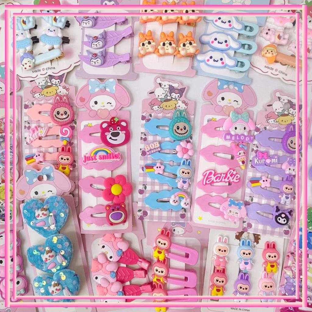 ( 22คู่/44 ชิ้นแถมฟรี，12แผง 48 ชิ้นแถมฟรี，12แผง 52ชิ้นแถมฟรี 1แผง) Labooboo ชุดกิ๊ฟติดผม แฟชั่นเกาหลีลายการ์ตูน น่ารัก