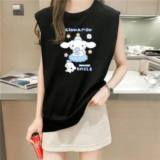เสื้อแขนกุด ลายชินาม่อน แฟชั่นผู้หญิง กล้าม หน้าร้อน OP156
