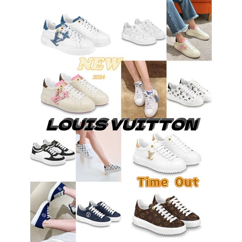 🔥  100% แบรนด์ใหม่แท้ 𝕃𝕠𝕦𝕚𝕤 𝕧𝕦𝕚𝕥𝕥𝕠𝕟 / LV TIME OUT หนังต่ำผูกรองเท้าผ้าใบแฟชั่น ✨