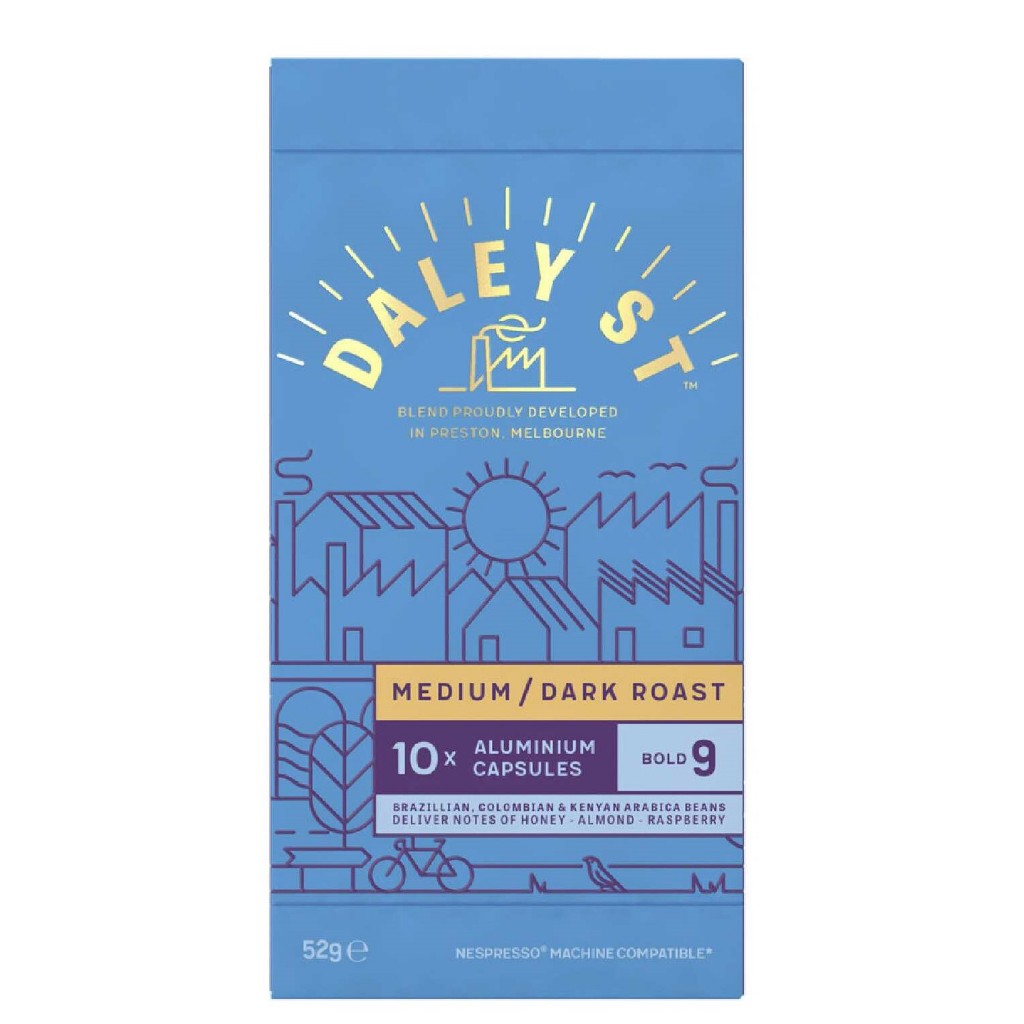 กาแฟแคปซูล เดลีย์สตรีท คั่วเข้ม 10 แคปซูล ความเข้มระดับ 9/13 Daley Street Medium/Dark Coffee Capsules  10 pack ck