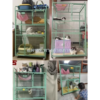 Pawblic🐱กรงแมว กรงแมวขนาดใหญ่ คอนโดแมว บ้านแมว กรงกระต่าย กรงแมวแบบวิลล่าสี่ชั้น พับได้ กรงสัตว์เลี้ยง มีชั้นลอย