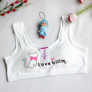 สปอร์ตบราเด็กหญิง เสื้อในเด็ก ลายเเมว 7-12ขวบ มีฟองน้ำ ทรงสปอร์ต สวมใส่ง่าย ใส่สบาย