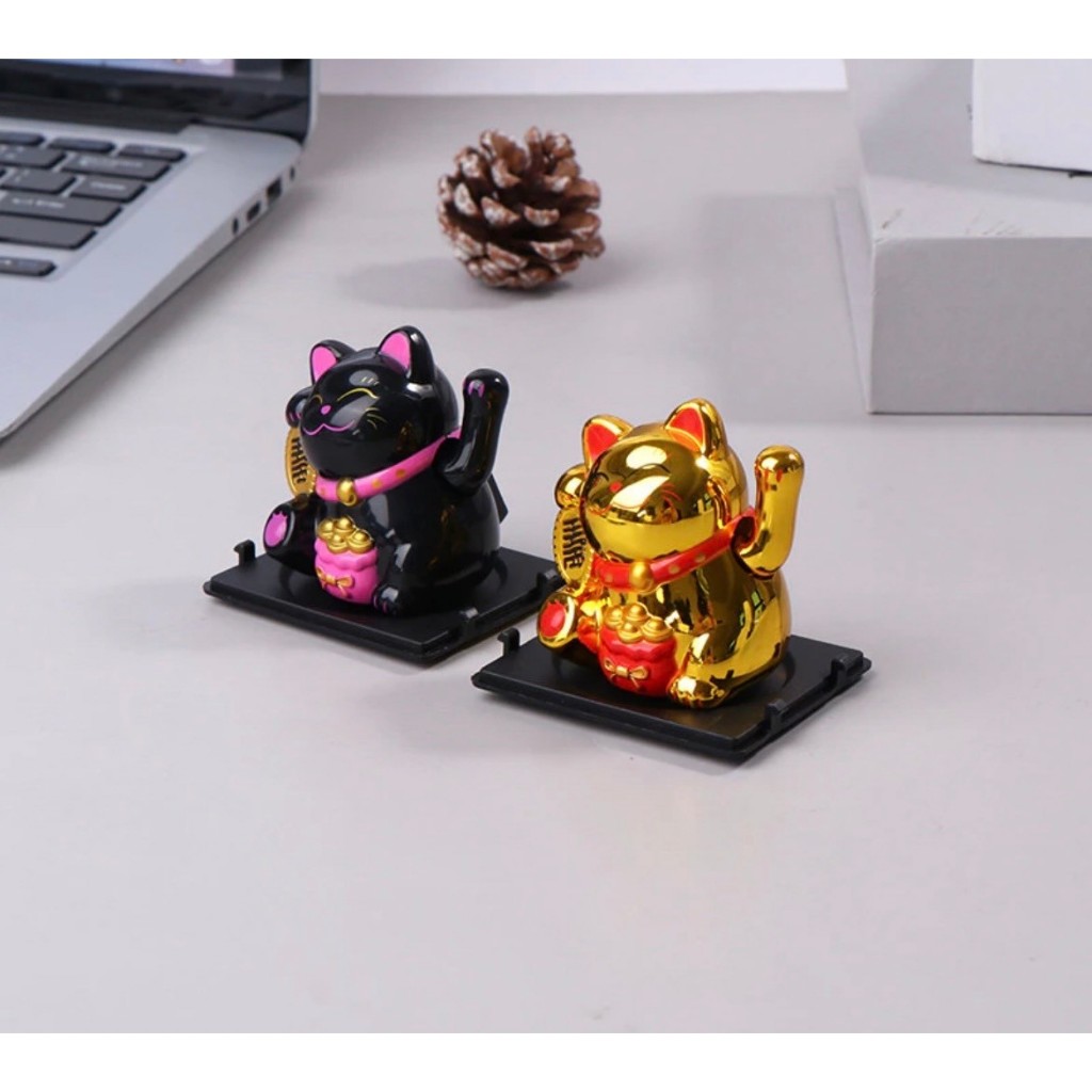 แมวกวักนําโชค กวักความรวย ความโชคดี เรียกความสุข เรียกทรัพย์ เรียกความเจริญ พลังงานแสงอาทิตย์ ขนาดเล็ก สําหรับตกแต่งรถยน - รูปที่ 3