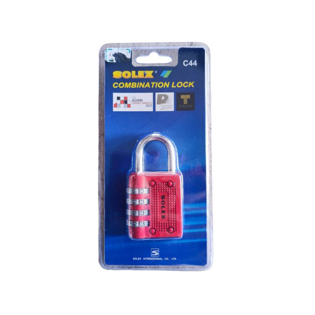 SOLEX COMBINATION LOCK แม่กุญแจรหัส 4 รหัส สีแดง รุ่น C44 ขนาด 40 มิลลิเมตร Solex ของแท้