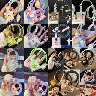 พร้อมส่งจากไทย ชุดพันสาย เคสหัวชาร์จ ลายการ์ตูน ตัวถนอมสาย USB สำหรับ iphone 20w 18w 35W