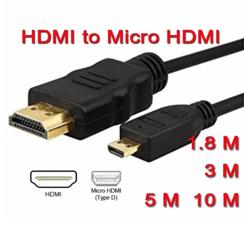 สายสัญญาณเสียบกล้อง HDMI Micro HDMI To HDMI Cable 1.8M-10M