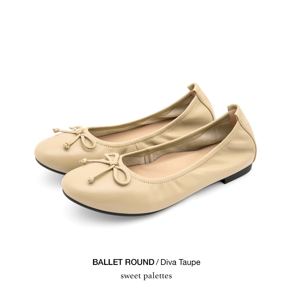 Sweet Palettes รองเท้าหนังแกะ Ballet Round Diva Taupe