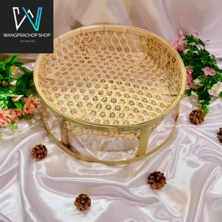 ขันโตกลาดอกพิกุล งานฝีมือ (Handmade) ขันโตก ขันโตกใส่อาหาร โตกกระด้ง ขันโตกใส่อาหาร ชั้นวางไม้ไผ่ ไม้ไผ่แท้ 100%