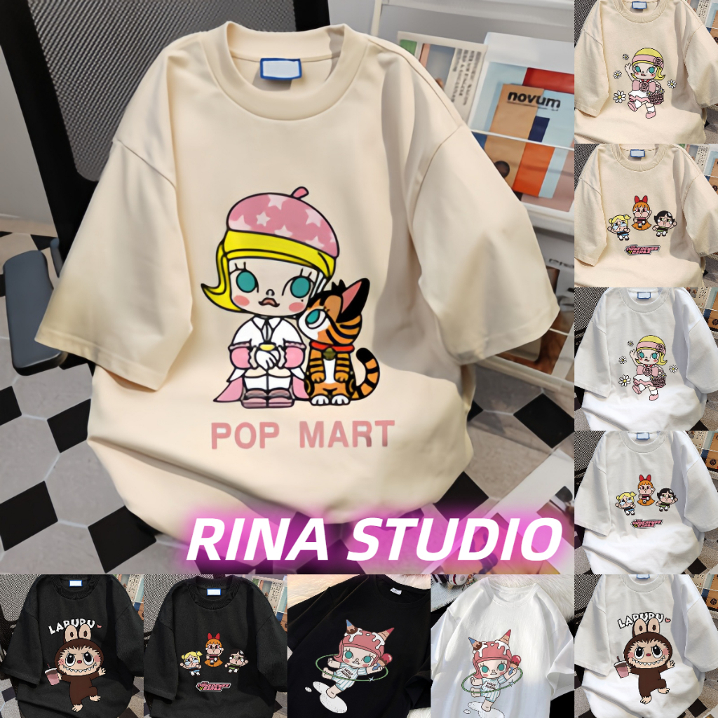 พร้อมส่ง&COD RINA STUDIO popmart molly เสื้อยืดcotton100 โอเวอร์ไซส์ เนื้อผ้านิ่มม สไตล์เกาหลี