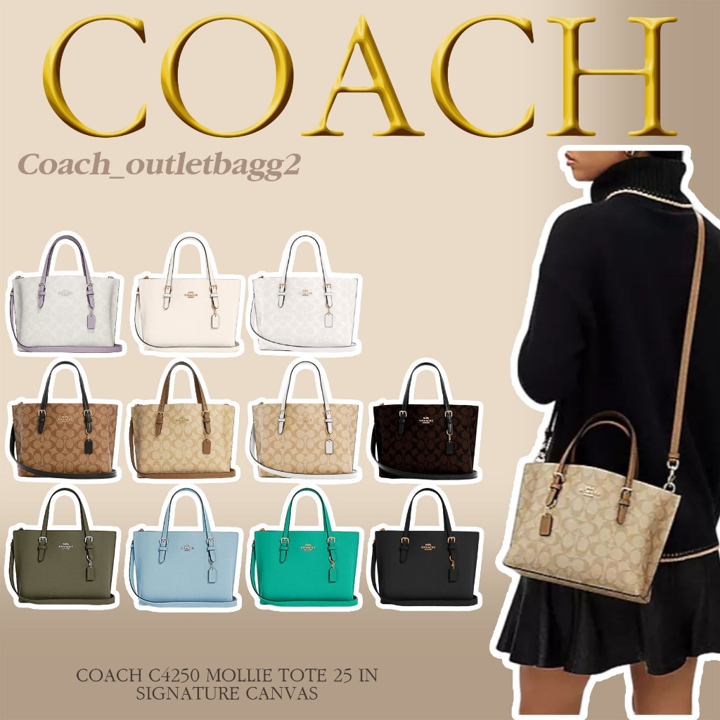 🇺🇸💯 COACH C4250 MOLLIE TOTE 25 IN SIGNATURE CANVAS