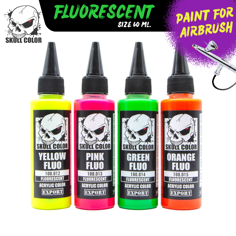 Skull Color : Fluorescent สีพร้อมใช้สำหรับแอร์บรัชสูตร Acrylic ขนาด 60ml