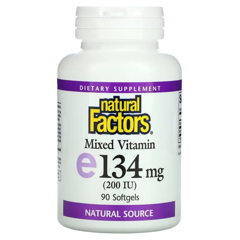 วิตามินอี, Natural Factors, Mixed Vitamin E, 134 mg (200 IU), 90 Softgels