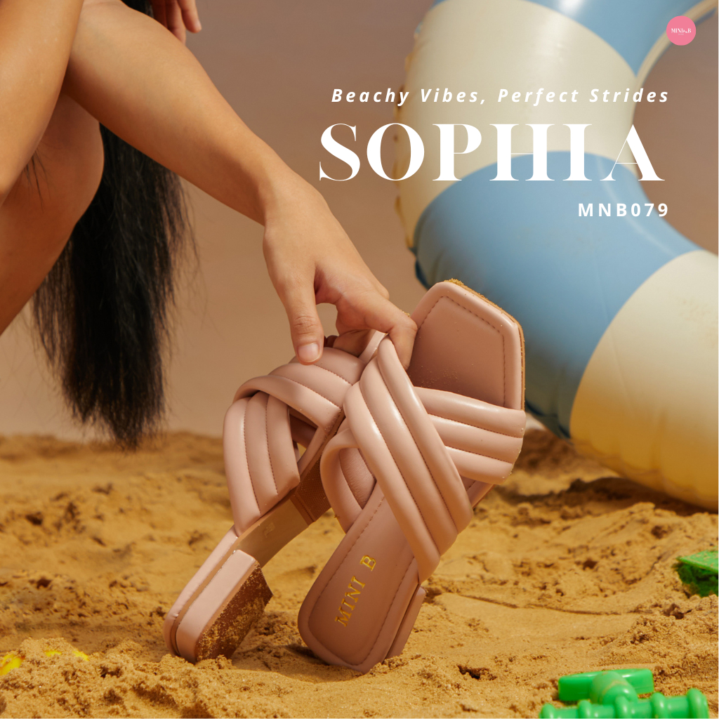 [Clearance] MiniB "SOPHIA" #mnb079 - รองเท้าส้นแบนหน้าไขว่ เย็บลอน