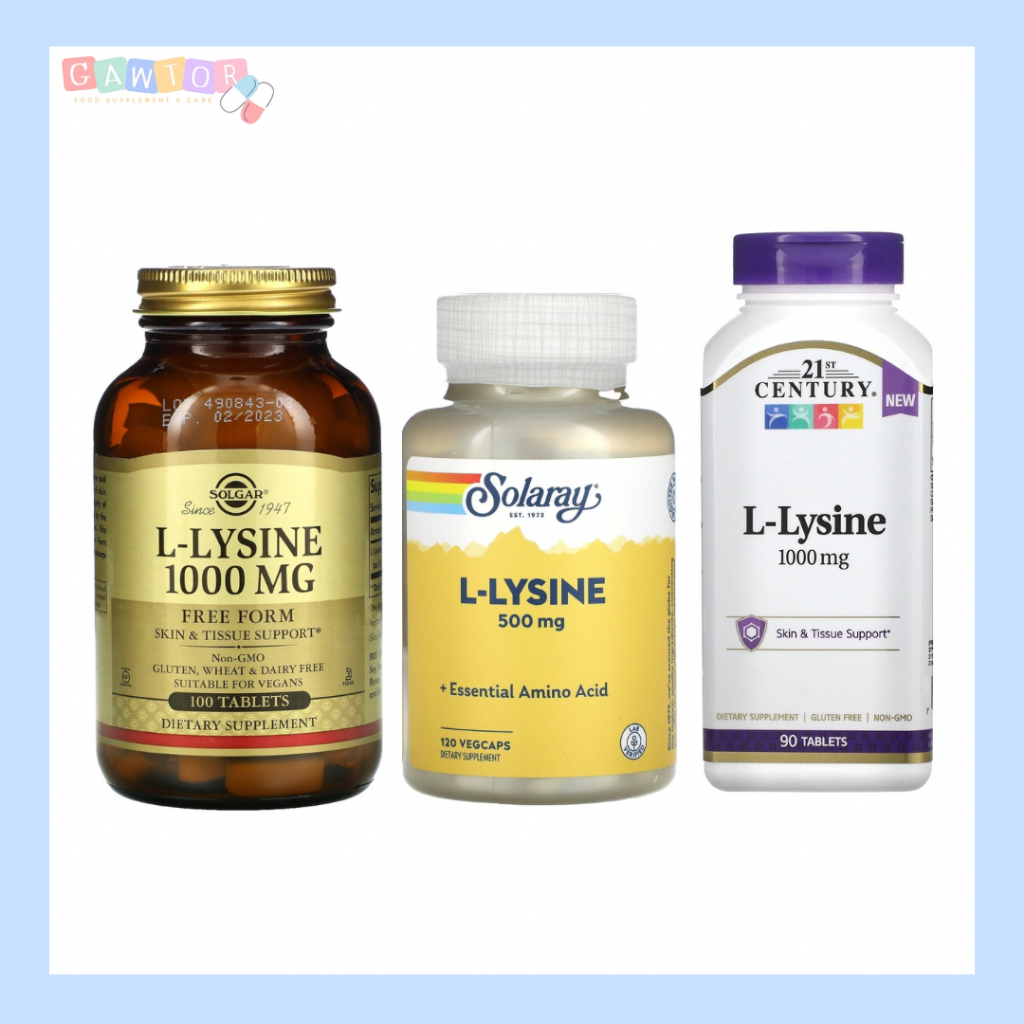 ไลซีน ( L-Lysine ) 1000mg ชนิดเม็ด ช่วยเสริมสร้างภูมิต้านทาน 21st Century, Solgar