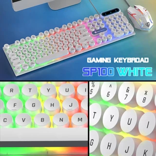 ชุดแป้นพิมพ์และเมาส์ ไฟสีรุ้ง สาย usb Gaming USB Keyboard mouse Rainbow RGB LED Illuminated เซตคีย์บอร์ด+เมาส์