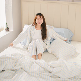 ชุดนอน แขนยาว-กางเกงขายาว ลายทาง | 100% Single-Ply Cotton | Beneath. Luxury Bedding