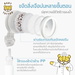 BABY TATTOO ฝักบัวกรองน้ำ เพิ่มแรงดัน ตัวกรองอาบน้ำ กรองสนิม กรองตะกอน พร้อมไส้กรอง มี มอก. Shower Filter
