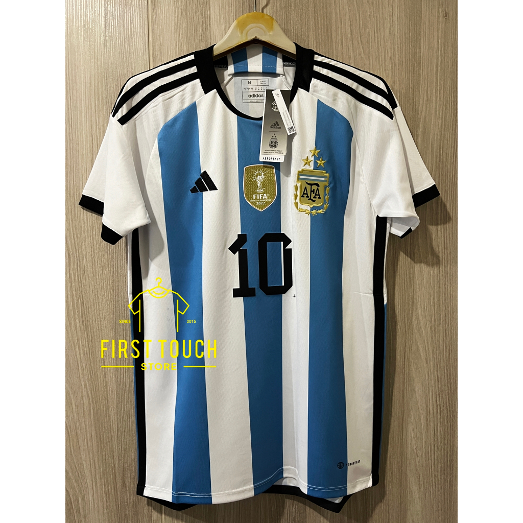 เสื้อบอล [เกรดแฟนบอล] อาเจนติน่า เหย้า ชุดแชมป์โลก WC 2022 เสื้อเปล่าหรือพร้อมเบอร์ชื่อหน้าหลัง