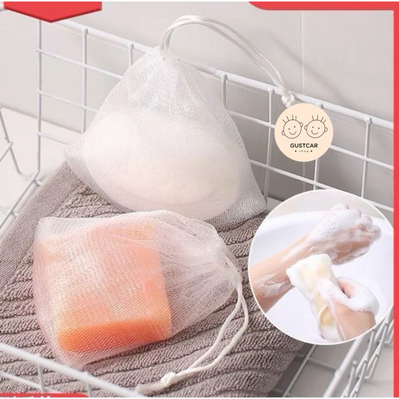 ถุงตาข่ายตีฟอง ถุงใส่สบู่ ตีฟองสบู่ หนา 2 ชั้น เกรด AAA สีขาว ขนาด 9*11 ซม. บรรจุ 10 ใบ