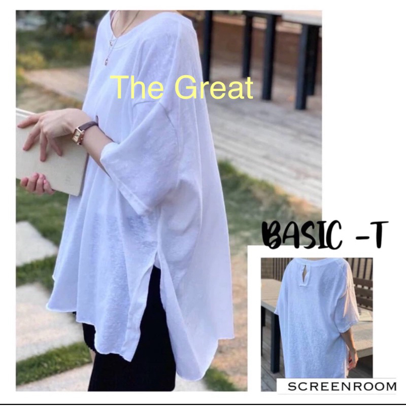 ยืดผ้าสลาฟ Basic Style เนื้อผ้านิ่ม ไม่บาง ทรง oversize สาวๆ ขนาด:อก 55”ยาว”29”31
