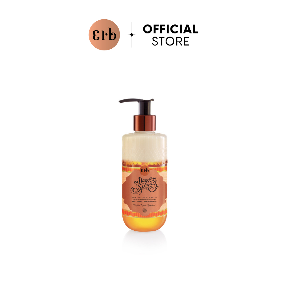 Erb Dazzling Spring Milky-Oil Shower Shake 230ml. สบู่ออยล์อาบน้ำ กลิ่นแพร์และดอกฟรีเซียร์ เติมความชุ่มชื่น
