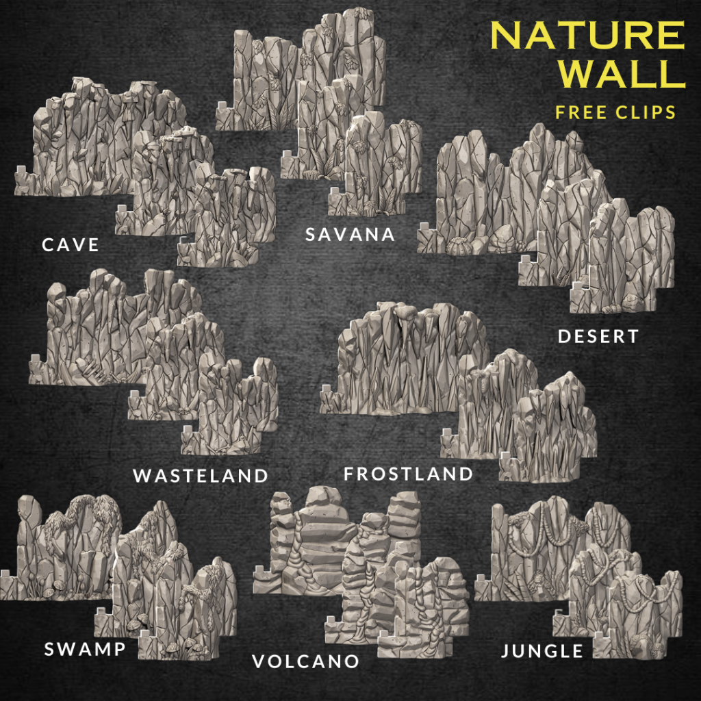 DnD Nature Wall กำแพงประกอบ Map ต่อตามแบบที่ต้องการ (งาน PLA ยังไม่ลงสี) -ใช้เวลาปริ้น2-3วันหรือมากก