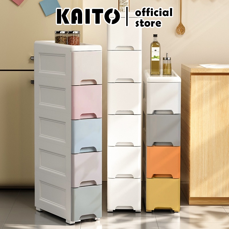 KAITO ตู้ลิ้นชัก ตู้เก็บของแบบลิ้นชักตามซอก5ชั้น กล่องจัดเก็บอเนกประสงค์ กันน้ำกันฝุ่น มีล้อเลื่อน ตู้ข้างตู้เก็บเฟอร์นิ