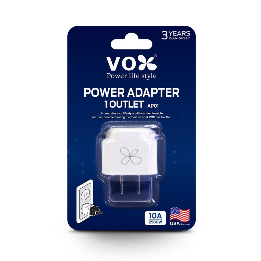 VOX ปลั๊กอะแดปเตอร์ 1 ช่อง รุ่น AP01