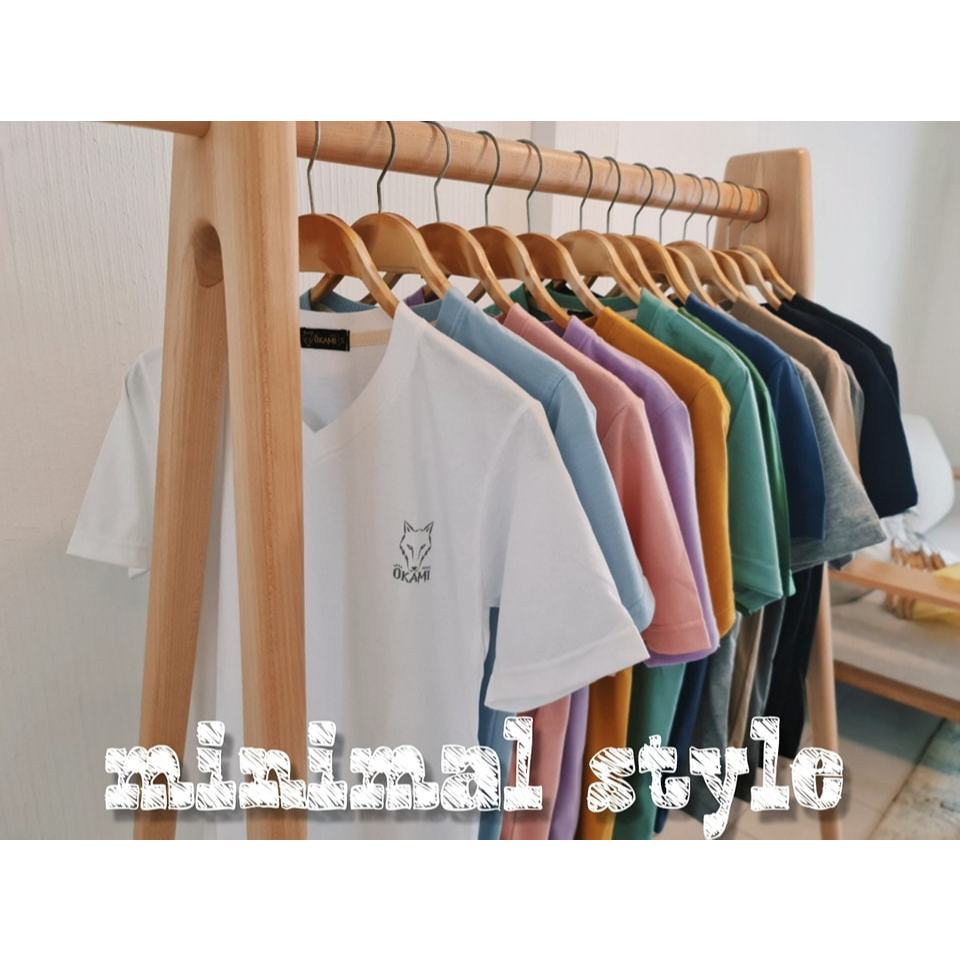 เสื้อยืด OKAMI "เสื้อเปล่า" "คอวี" สีพาสเทล
