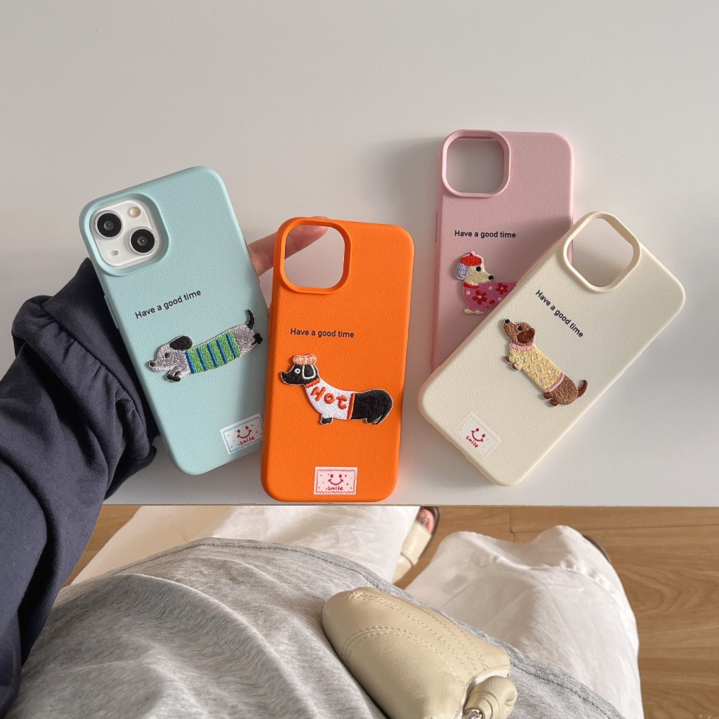 NEW เคสไอโฟน13 12 14 15 15Pro 15 Pro Max หนัง การ์ตูน ลูกสุนัข cute puppy กันน้ำ กันกระแทก แบบแข็ง iPhone Case