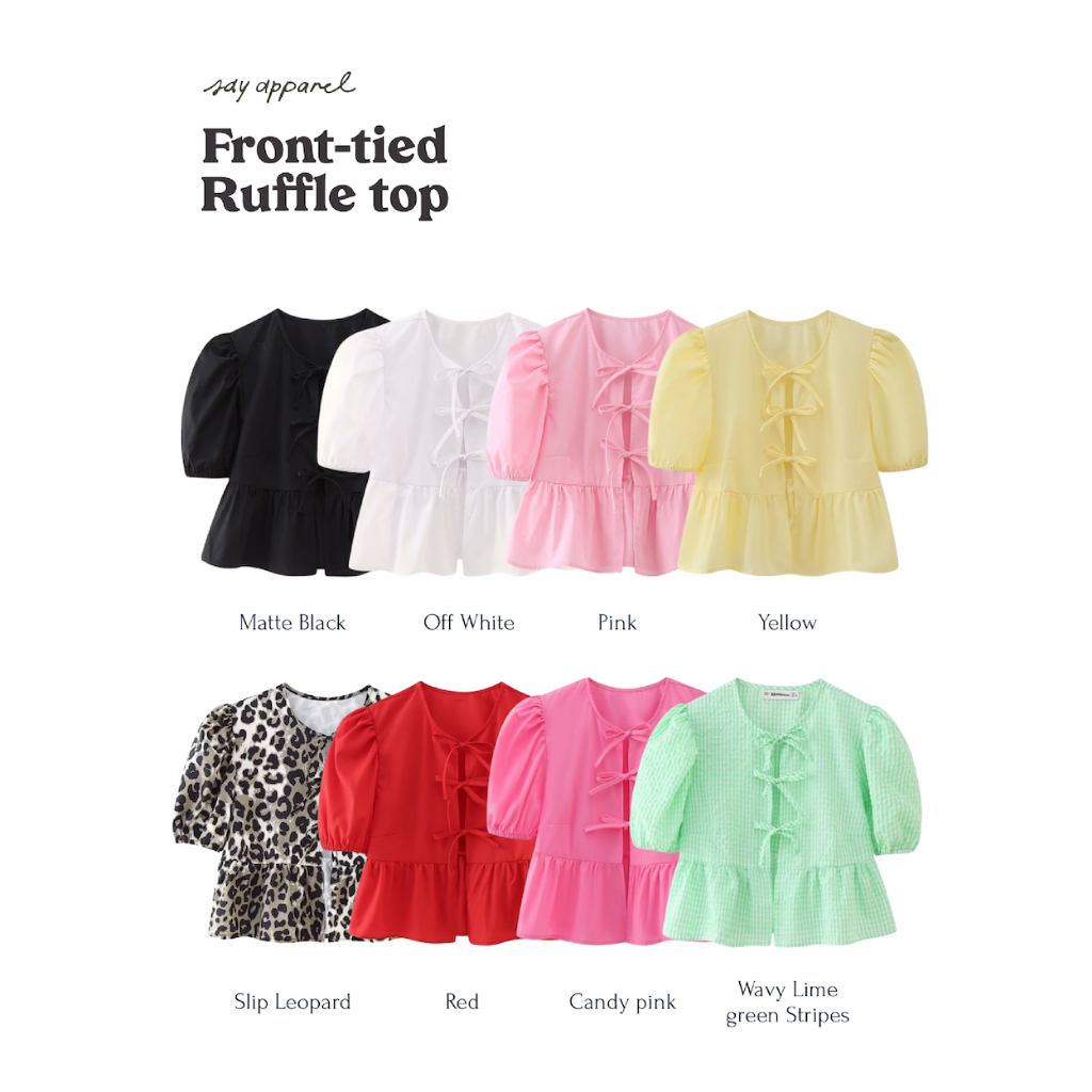 SAY APPAREL: Front-tied ruffle top