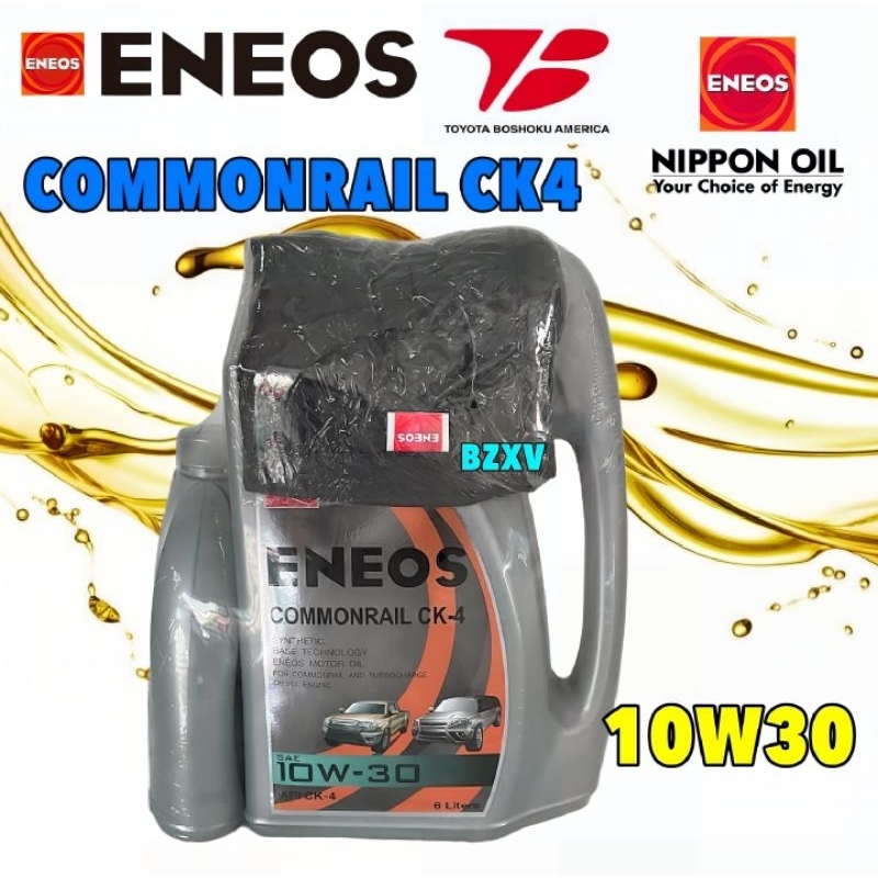 น้ำมันเครื่อง ENEOS ดีเซลกึ่งสัเคราะห์ COMMONRAIL CK-4 10W30 6+1 ลิตร ยี่ห้อ ENEOS JAPAN แท้ 100%