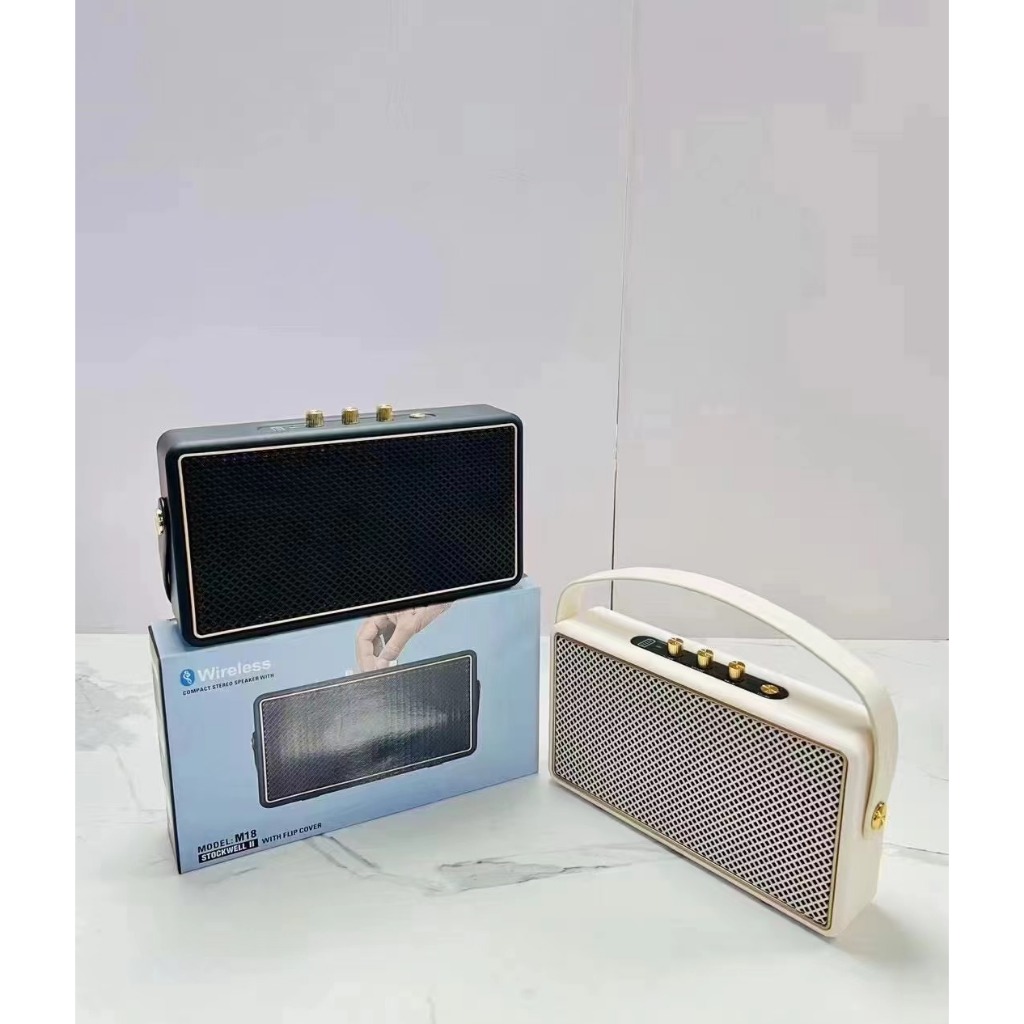 ลำโพงบลูทูธ มีสายหิ้ว Speaker Bluetooth M18 mini สไตมินิมอล FM /TF card และ Auxได้
