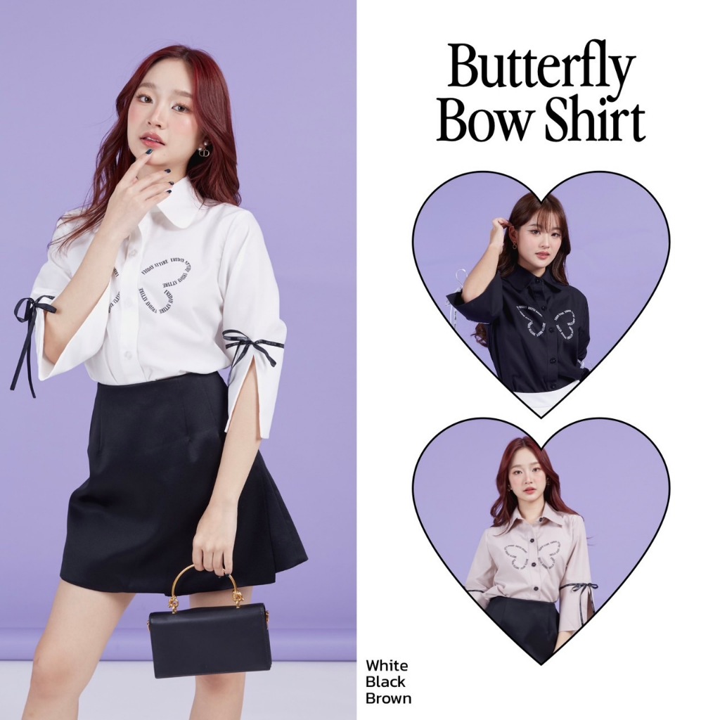 Friday attire เสื้อผ่าเเขนสกรีนลาย (FT-058)