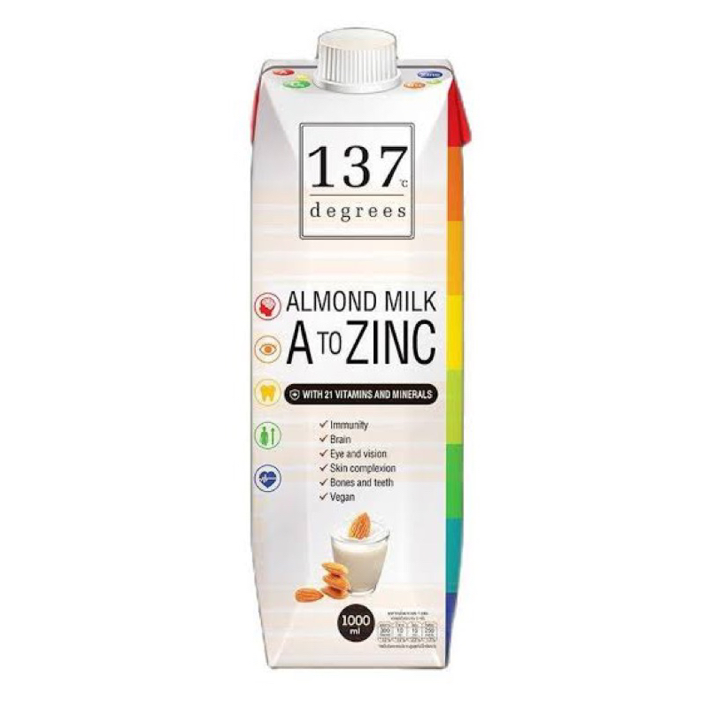กล่องใหญ่ 1ลิตร 137 deegrees Almond milk with A to Zinc fl 1000ml