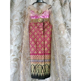 ชุดไทยวันทองเด็ก 3-10 ปีมีตั้งแต่ size s ถึง 5 XL สไบ + ผ้าถุงสำเร็จรูป