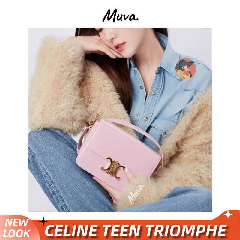 เซลีน👜Celine TEEN TRIOMPHE Shoulder Bag สุภาพสตรี/กระเป๋าสะพายไหล่/กระเป๋าร่อซู้ล