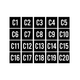 ป้ายสติกเกอร์ สติกเกอร์ข้อความ ติดโต๊ะ เบอร์ "C1 - C20" ได้รับ 20 ดวง [รหัส A-132]