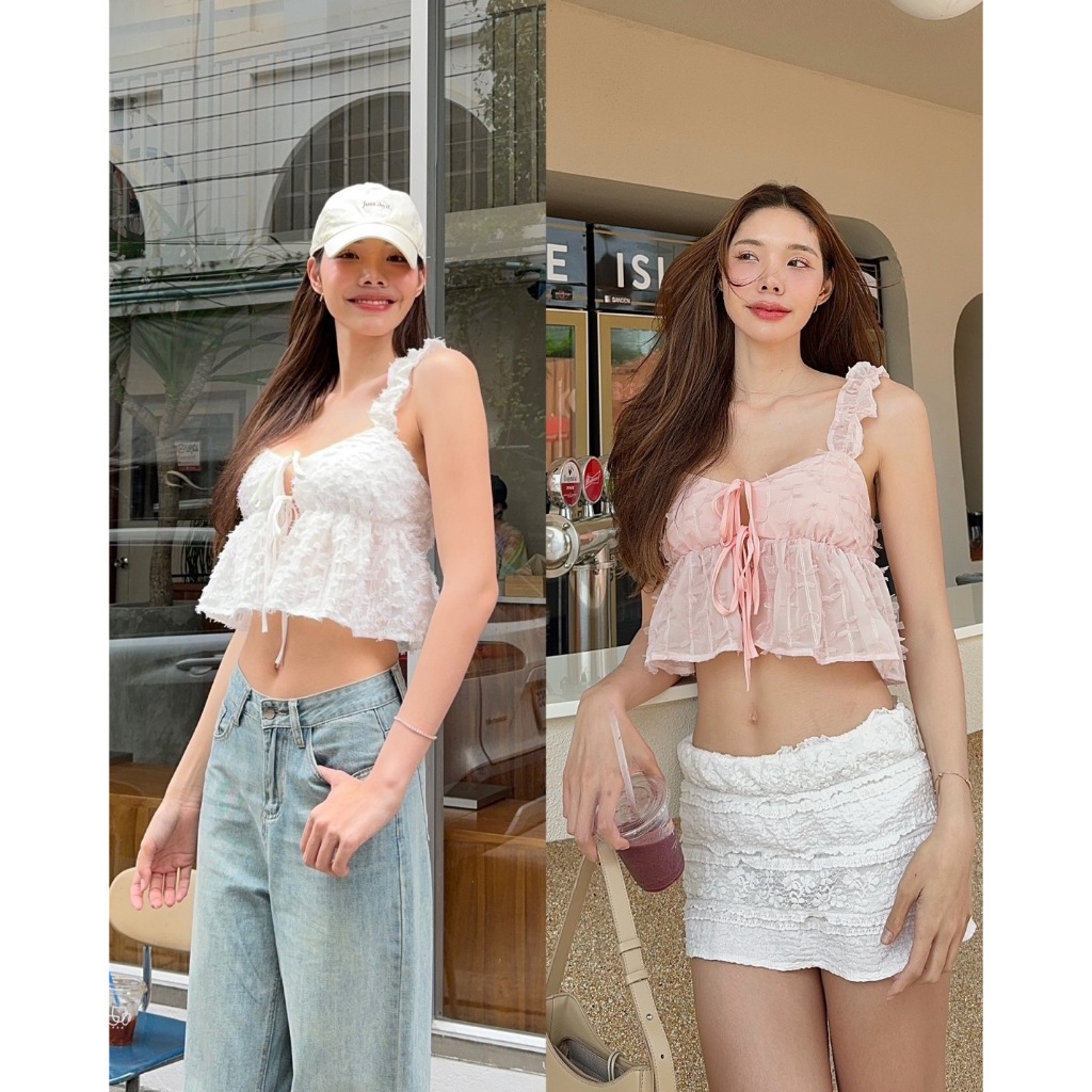 Sister.rrr | SAN TOP เสื้อระบายผูกด้านหน้า ผ้าสุด cute
