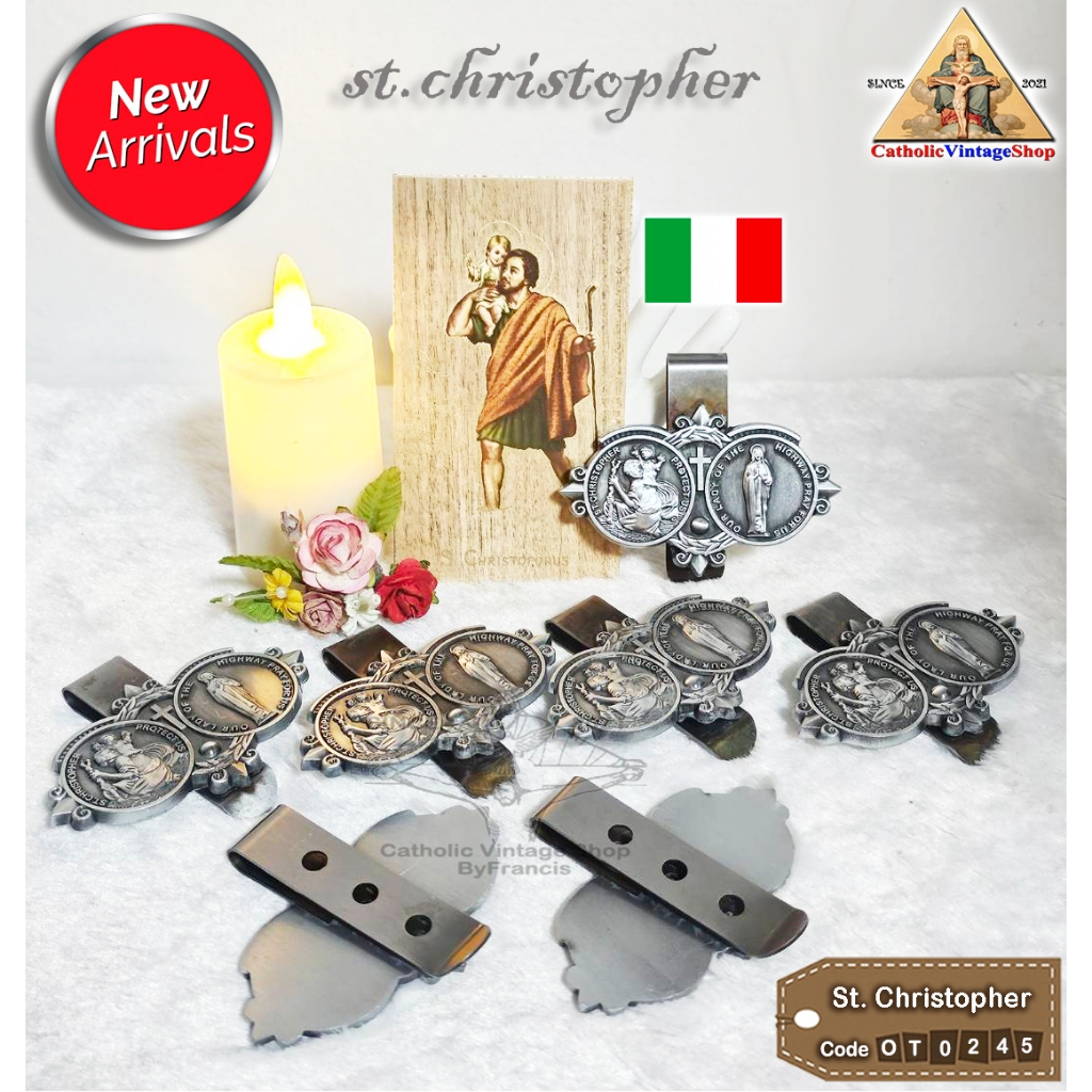 คลิปหนีบ ติดรถยนต์ นักบุญคริสโตเฟอร์ แม่พระ St.Christopher Virgin mary Catholic คาทอลิก#OT0245
