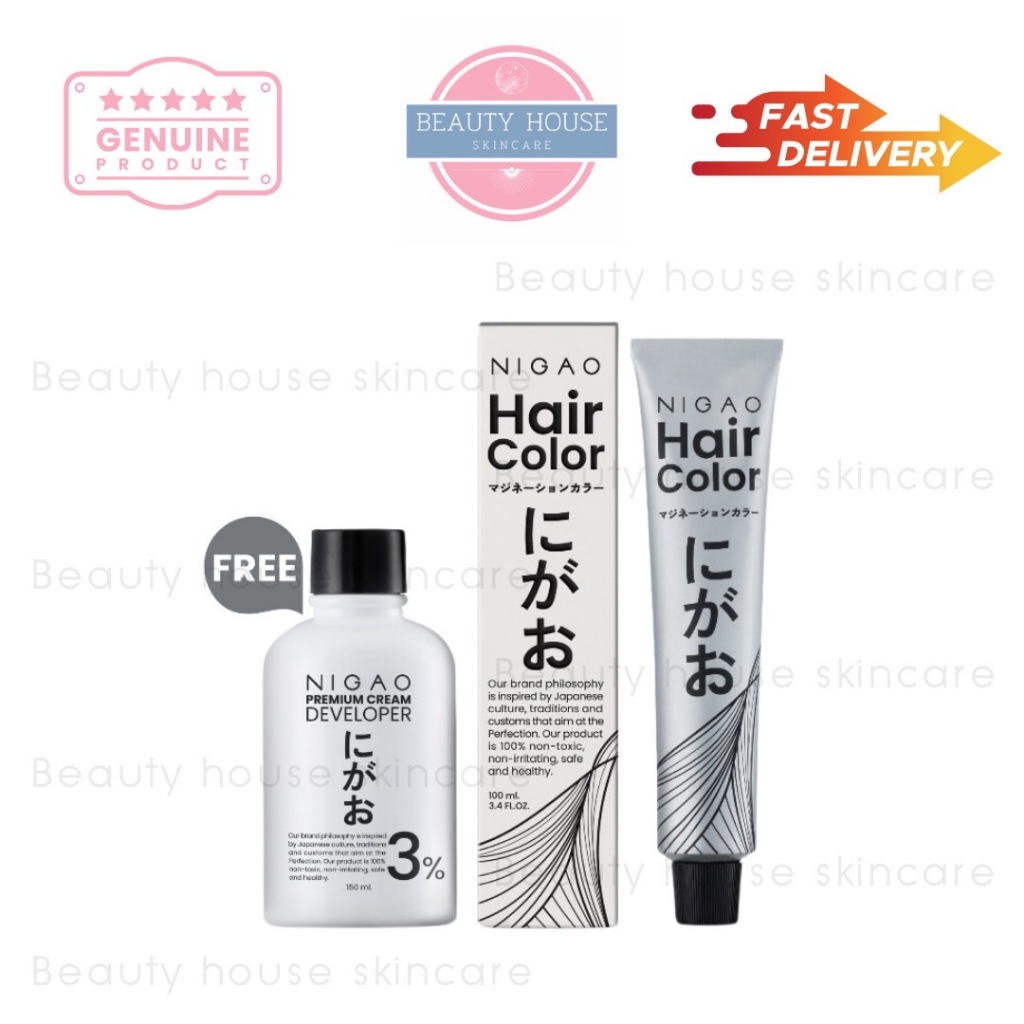 [แถมdeveloper] นิกาโอะ ครีมเปลี่ยนสีผม โทนสีปิดผมขาว100% 100ml | Nigao Hair Color