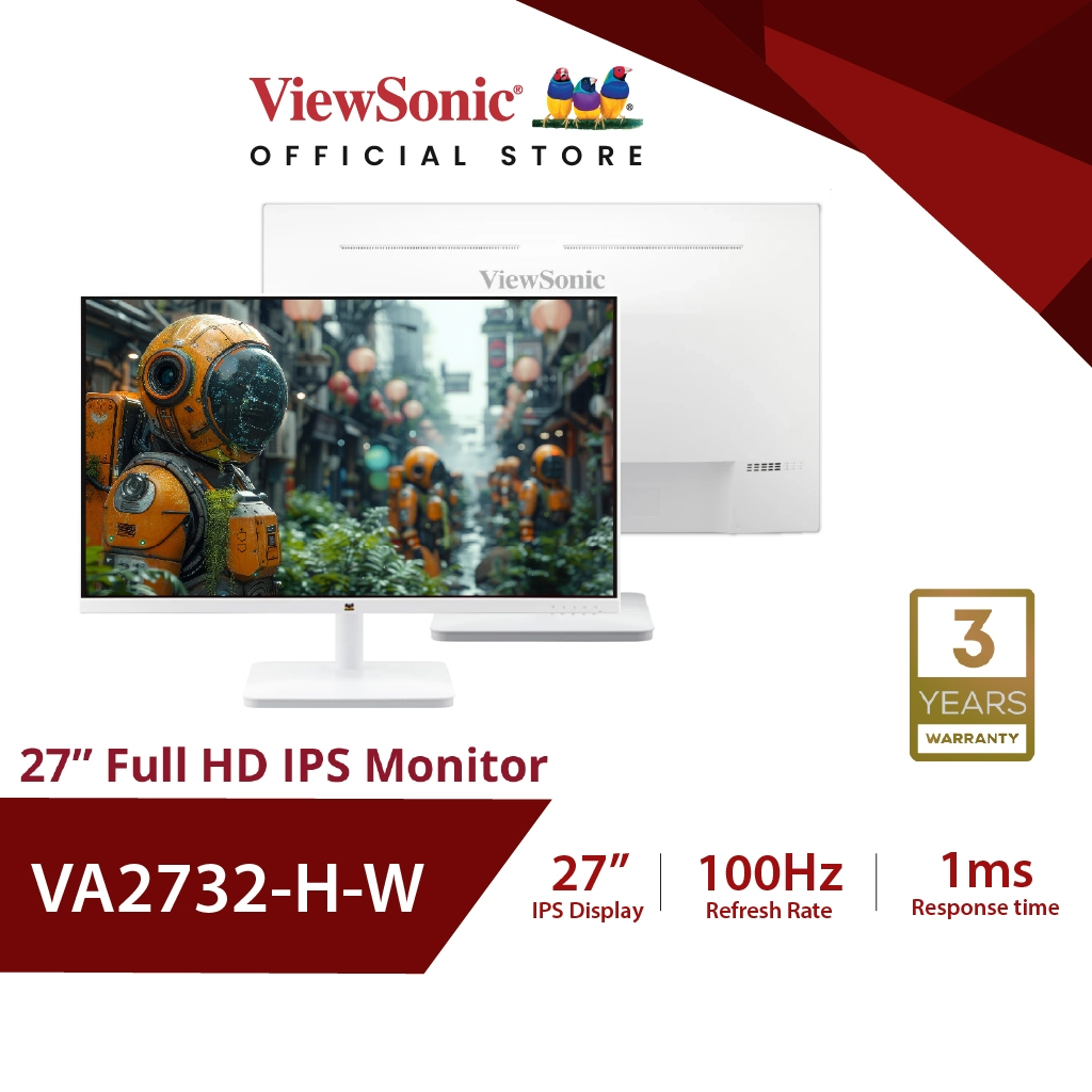 Viewsonic VA2732-H-W  27” Full HD Monitor with Frameless Design (จอมอนิเตอร์)