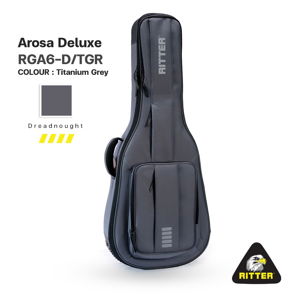 (ส่งฟรี) Ritter Arosa Titenium Grey "RGA6-D/TGR" กระเป๋า Hardbag ทรง Dreadnought กันกระแทกอย่างดี